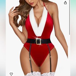 Christmas Lingerie One Piece Santa with Belt